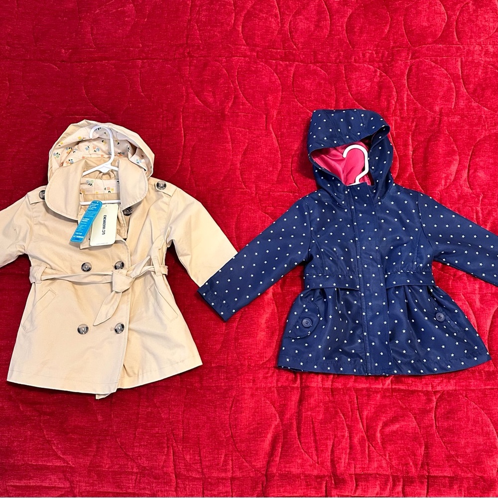 Children's Beige and Navy Polka Dot Coats